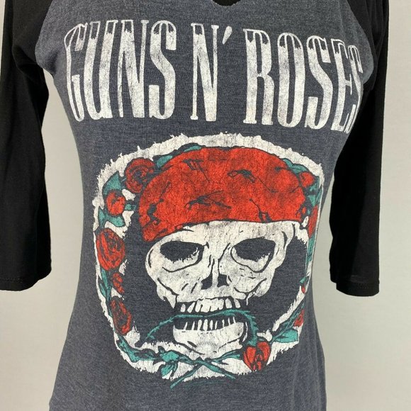 Guns N' Roses Juniors M Skull Graphic Raglan Tee - Picture 3 of 12